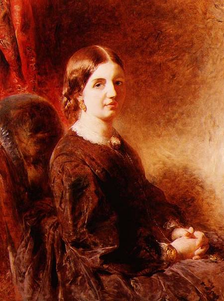 Portrait of a woman, seated, said to be Mrs Huggins a William Huggins