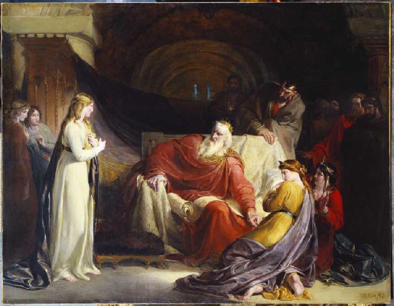 King Lear and his three daughters a William II. Hilton