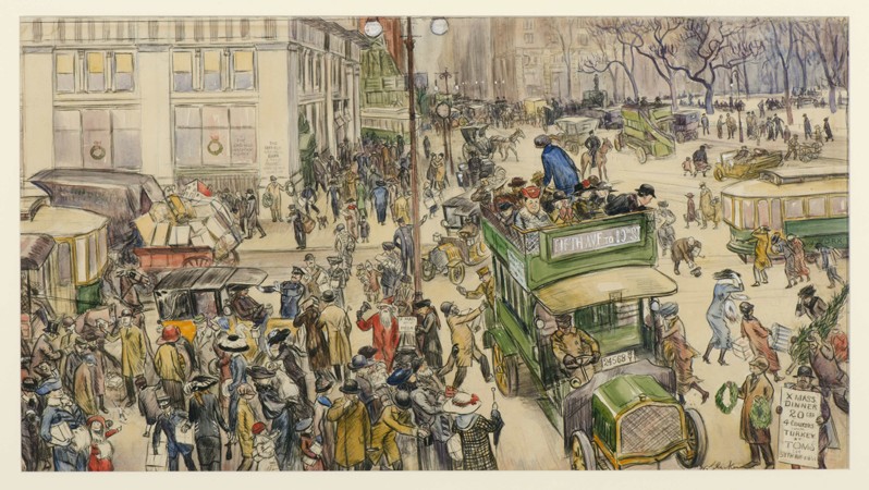 Christmas Shoppers, Madison Square a William James Glackens