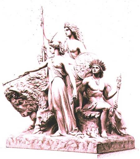 America, engraved by the artist from the marble group by John Bell (1811-95) at The Albert Memorial, a William John Roffe