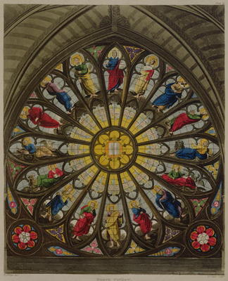 The North Window, plate D from 'Westminster Abbey', engraved by Frederick Christian Lewis (1779-1856 a William Johnstone White