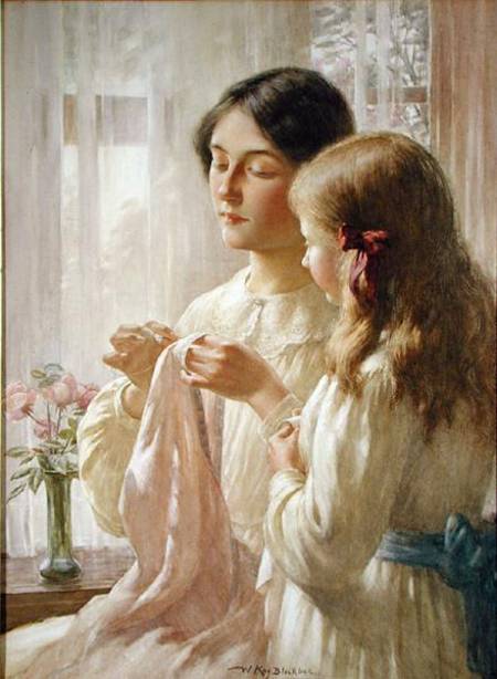 The Lesson (w/c and bodycolour on paper) a William Kay Blacklock