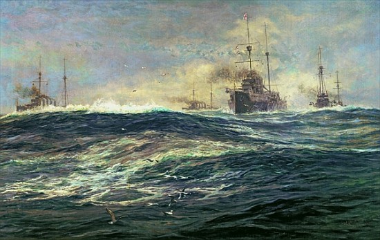 1st Battle Squadron of Dreadnoughts Steaming down the Channel in 1911 a William Lionel Wyllie