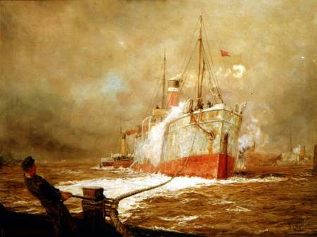 Docking a Cargo Ship a William Lionel Wyllie