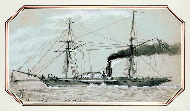 A paddle driven steam warship (pencil and wash, heightened with white) a William McConnell