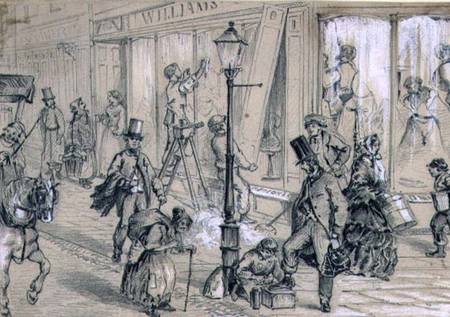London Street Scene illustration to 'Twice Round the Clock' by George Augustus Sala (1828-96) a William McConnell