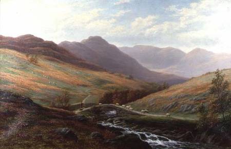 Elter Water and Langdale Pikes, Westmorland a William Mellor