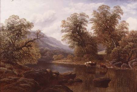 Landscape with a River and Cattle a William Mellor