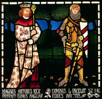 King Arthur and Sir Lancelot, 1862 (stained glass) a William  Morris