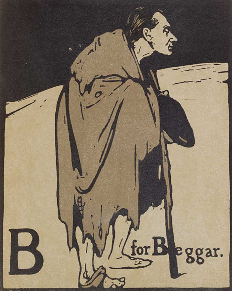B for Beggar, illustration from An Alphabet, published by William Heinemann, 1898 a William Nicholson