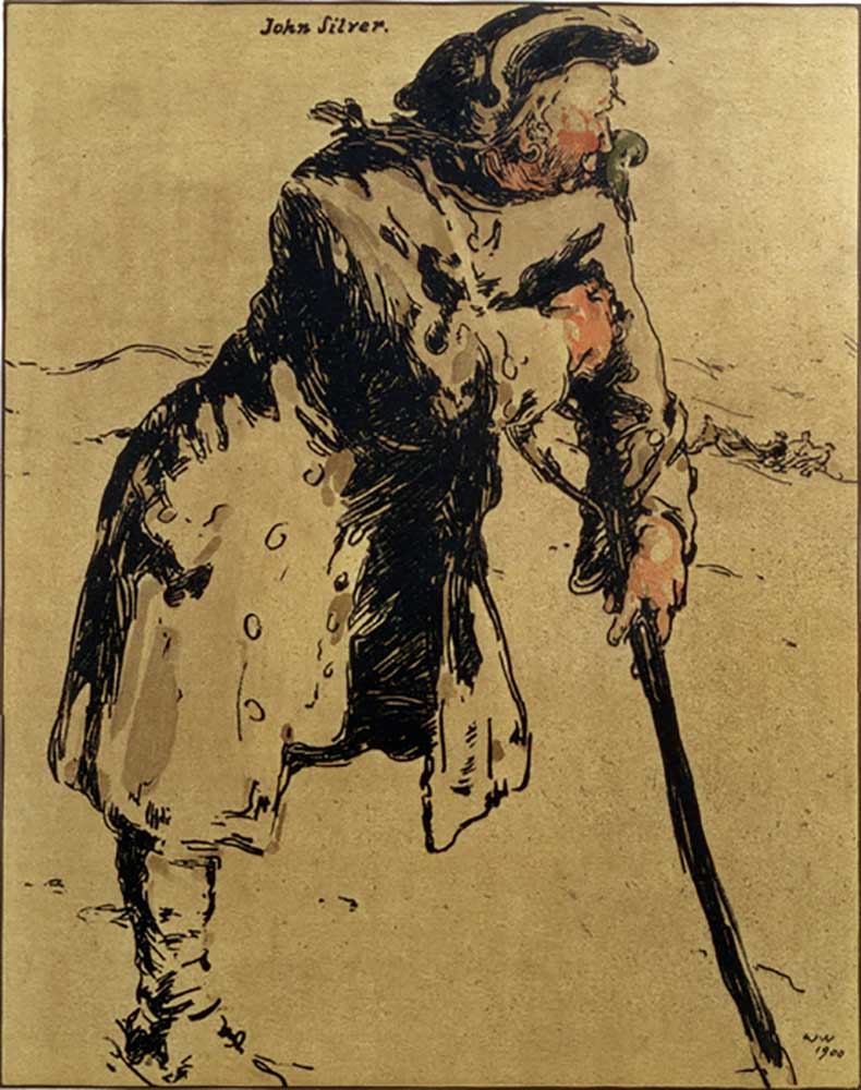 John Silver, illustration from Characters of Romance, first published 1900 a William Nicholson