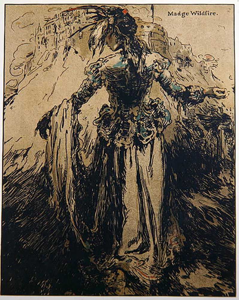 Madge Wildfire, illustration from Characters of Romance, first published 1900 a William Nicholson