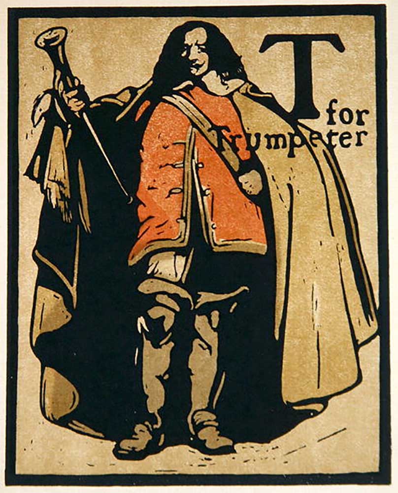 T for Trumpeter, from An Alphabet, first published by William Heinemann, 1898 a William Nicholson