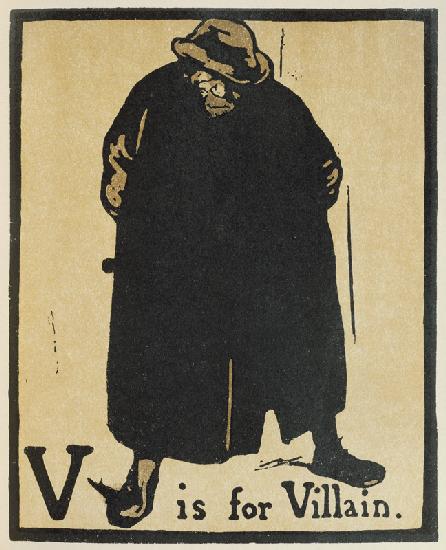 V is for Villain, illustration from An Alphabet, pub. 1898