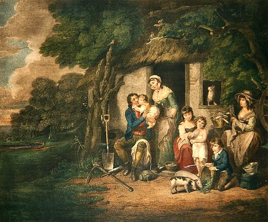 Saturday Evening, 1795 (colour engrving) a William Nutter