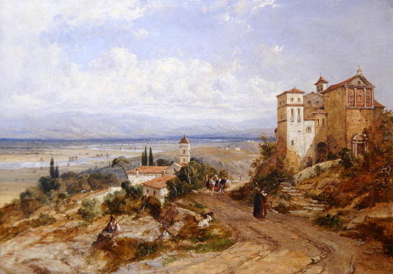 Two Convents at Nemi, Italy, 1853 (oil on canvas) a William Oliver