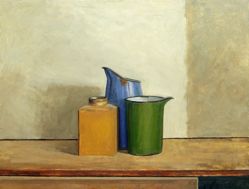 Three Tins Together (oil on board)  a William  Packer