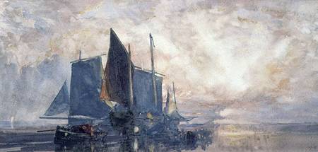 Fishing Boats at Anchor: Sunset a William Roxby Beverly