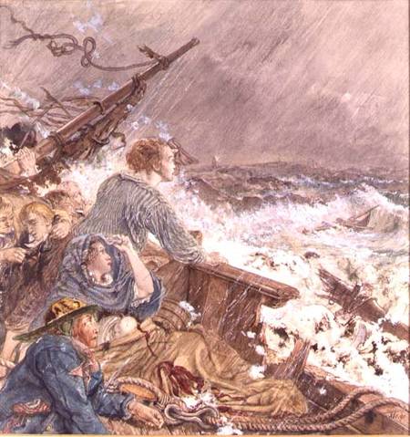 Grace Darling and her father saving the shipwrecked crew a William Scott