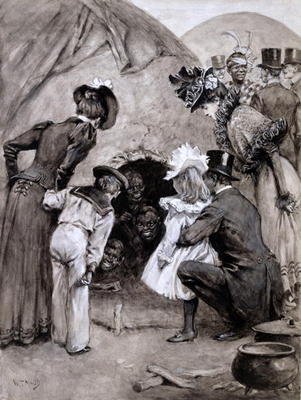 'A Peek at the Natives', Savage South Africa at Earl's Court, 1899 (pen and washes on paper) a William T. Maud