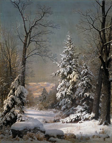 Snow-covered trees a William Trost Richards