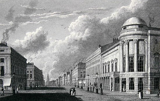 Regent Street, with the Argyle Rooms; engraved by Charles Heath a William Westall