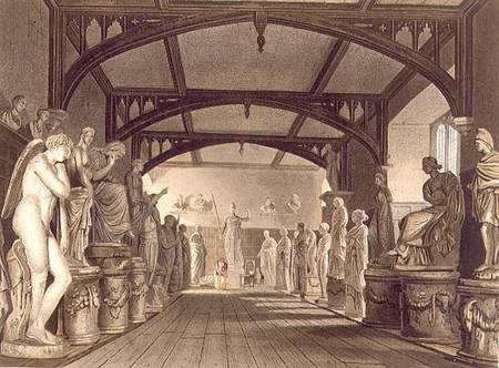 The Statue Gallery, illustration from the 'History of Oxford', engraved by Frederick Christian Lewis a William Westall