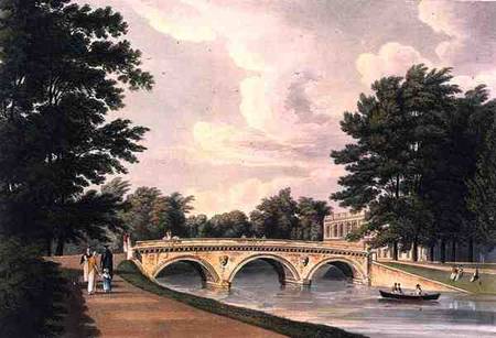 Trinity College Bridge, Cambridge, from 'The History of Cambridge', engraved by Joseph Constantine S a William Westall
