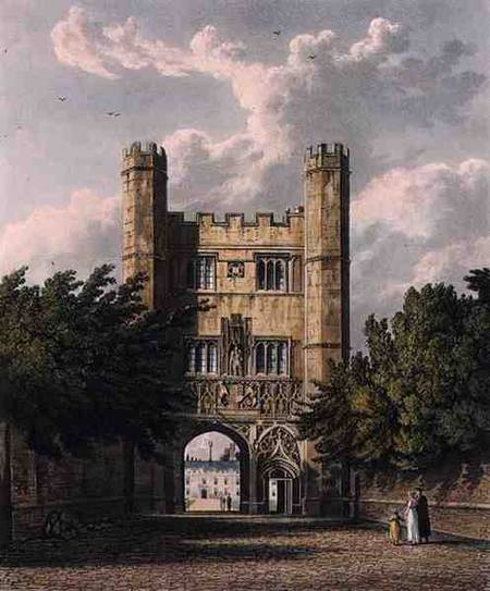 Trinity Gate, Cambridge, from 'The History of Cambridge', engraved by Joseph Constantine Stadler (fl a William Westall