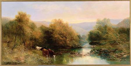 Cattle on the Dart in Autumn a William Widgery