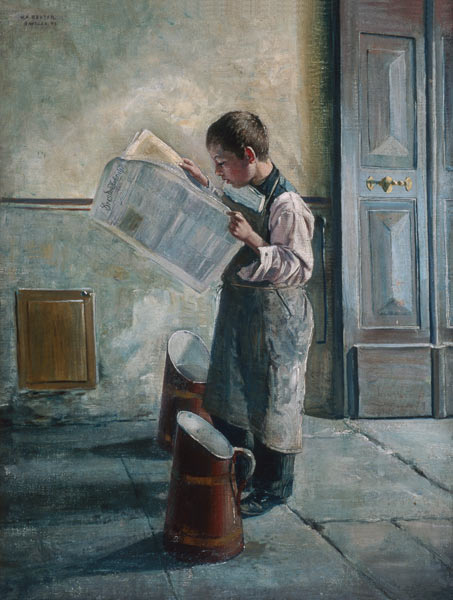 Zeitunglesender of young water-carriers a Willibald Alfred Reuter