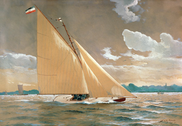 Die Segelyacht Henny III. des Malers a Willy Stöwer