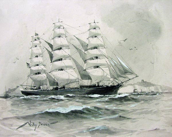 Ein Vollschiff vor den Felsen von Dover a Willy Stöwer