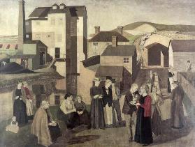 A Scene in a Village Street with, Mill-Hands Conversing