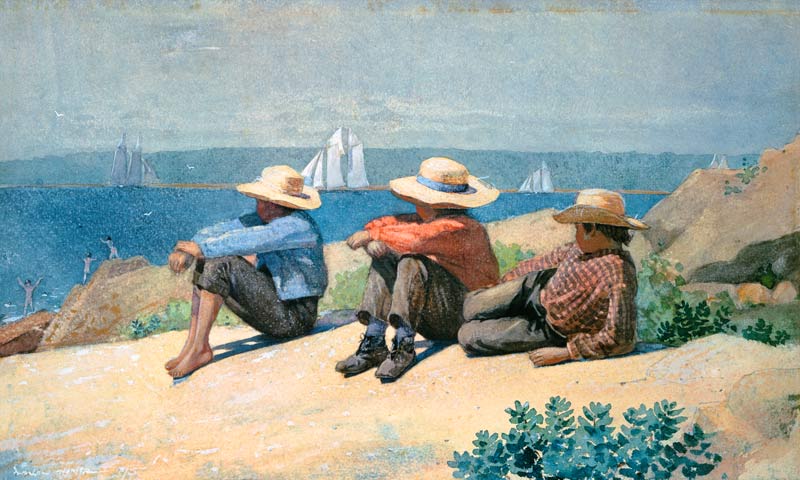 Boys on the sea beach. a Winslow Homer