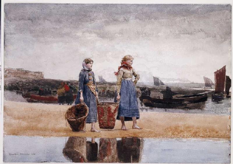 Fischersfrauen am Strand von Tynemouth a Winslow Homer