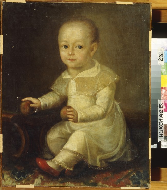 Portrait of a child with apples a Wladimir Lukitsch Borowikowski