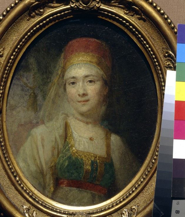 Portrait of Aksinya, peasant woman of Torzhok a Wladimir Lukitsch Borowikowski