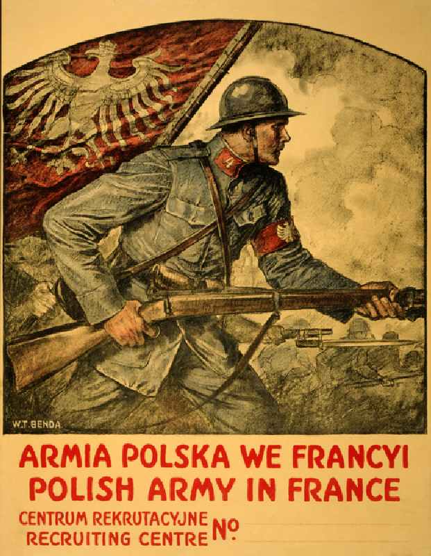 Armia Polska We Francyi, c.1917 (colour litho) a Wladislaw Theodore Benda