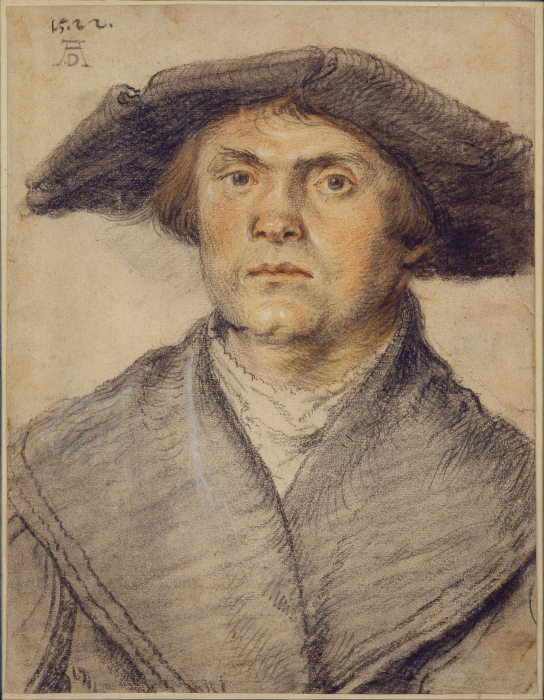 Portrait of a Man Waering a Fur-Lined Coat and Broad-Rimmed Hat a Wolf Huber