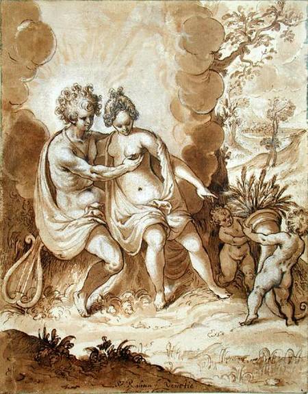 Apollo and Ceres, 1605 (pencil, w/c and white highlighting on a Wolfgang Kilian