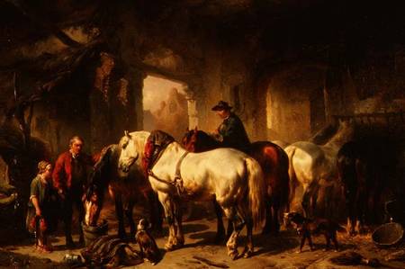 Horses Feeding in the Stable a Wouter Verschuur
