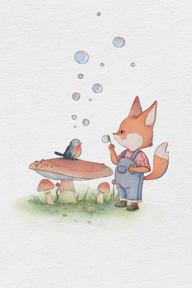Fox and Bird Illustration a Xuan Thai