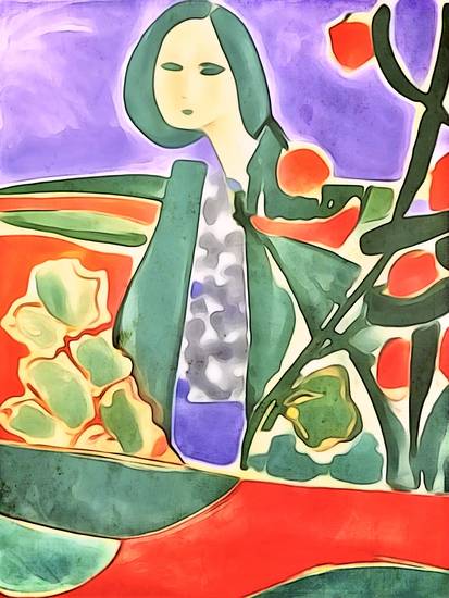 Frau in der Landschaft - Matisse inspired