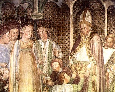 Queen Theodolinda and Pope Gregory the Great (c.540-604) Exchanging Gifts a Zavattari  Family