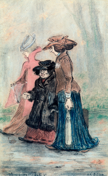 H.Zille, Drei Damen im Tiergarten a Heinrich Zille