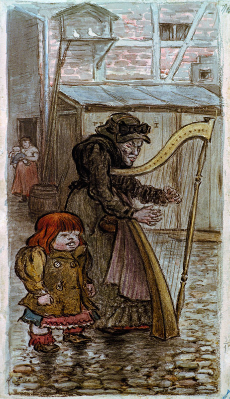 Zille / The Harp Lady / 1903 a Heinrich Zille
