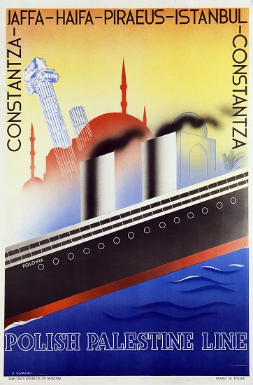 Poster advertising the Polish Palestine Line a Zygmunt Glinicki